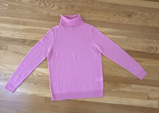 CHARTER CLUB Luxury 100 Cashmere Pink Sweater SMALL Turtleneck Long Slv EUC