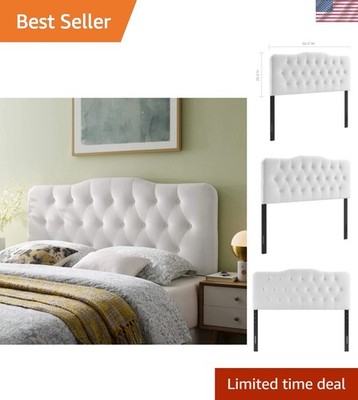 Annabel Diamond Tufted Performance Velvet Full Headboard in White