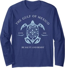 Retro Gulf of Mexico turtle BE SALTY AND RESIST Long Sleeve Tshirt