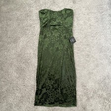 Lulus Green Velvet Floral Strapless Maxi Dress Long Regular Size L