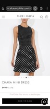 NWOT Alice + Olivia Polka Dot Chara Mini Dress Size 6, With Stretch, Pockets