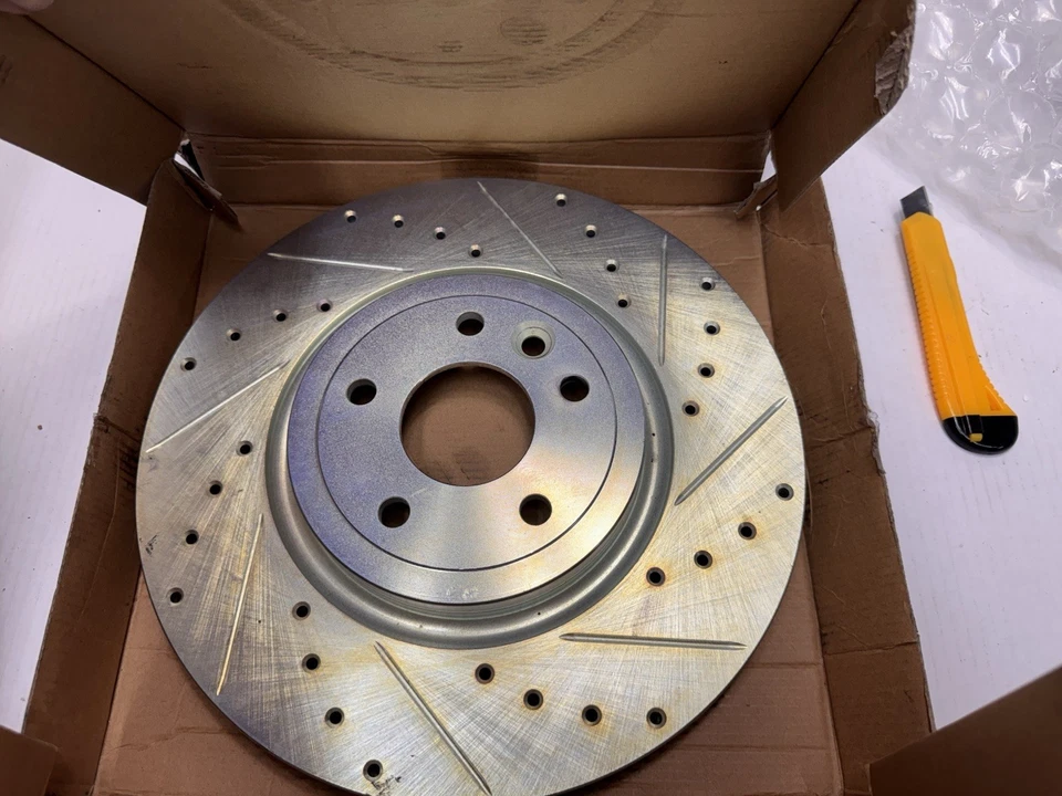 For Jaguar XF 17-20 Brake Rotors DFC  Drilled & Slotted Front Left & Right PAIR - Изображение 2 из 4