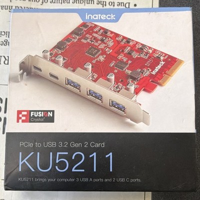 Inateck KU5211 PCIe to USB 3.2 Gen 2 Card, 5-Port USB-A/USB-C