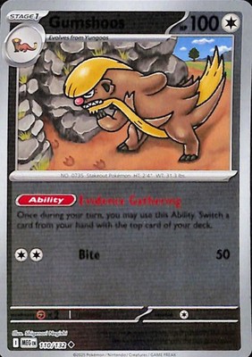 Gumshoos - Uncommon ME01: Mega Evolution 110/132 NM Reverse Holo