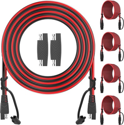 Universal SAE Extension Cables, 12 Feet Long - Perfect for Solar & Battery Needs