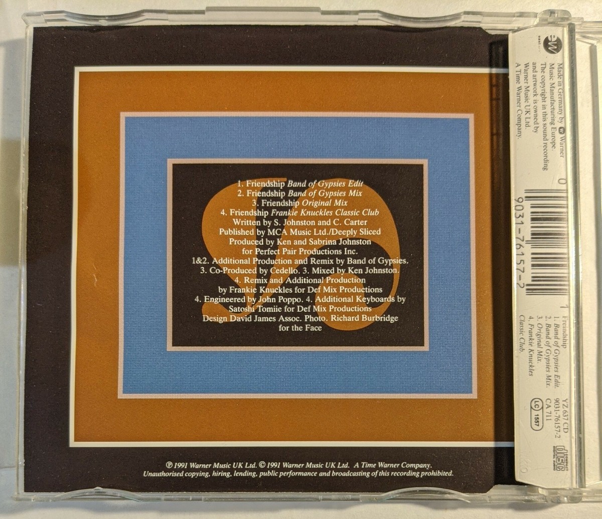 Sabrina Johnston ‎Friendship EastWest ‎YZ 637 CD Single German NM