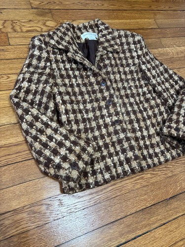 Vintage Jones New York Womens Blazer Jacket Sz 8 Brown Wool Mohair Alpaca Tweed - Picture 3 of 8