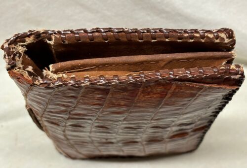 Vintage Alligator Skinned Authentic Medium Sized Satchel Large Wallet Distressed - Picture 5 of 14