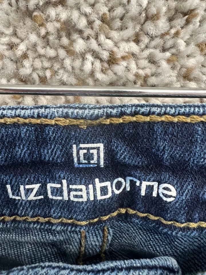 Pantalones de mezclilla elásticos azules de pierna recta calce clásico Liz Claiborne talla 14T Foto 2 de 4