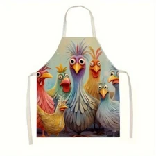 Kitchen Household Big Eye Chicken Pattern Apron Waterproof Apron