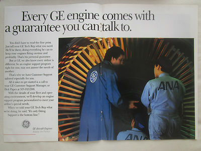 8/1990 PUB GENERAL ELECTRIC AIRCRAFT ENGINES ANA ALL NIPPON AIRWAYS ORIGINAL ANZEIGE
