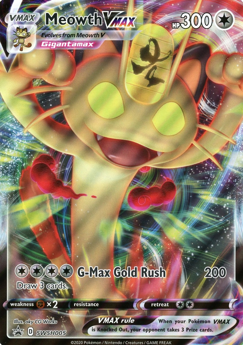 Pokemon TCG Meowth VMAX SWSH005 (Jumbo) Black Star Promo OVERSIZED