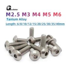 TA2 Titanium Bolt M3 M4 M5 M6 GR2 ISO7380 Hex Socket Bolts Button Head Screws
