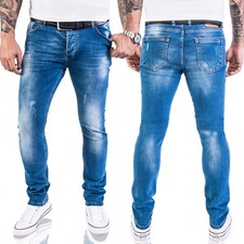 Herren Jeans Hose Slim Fit Rock Creek Designer Basic Jeans Stretch Hose Blau M21