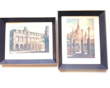 Vtg New Orleans Prints Al Mettel for Illinois Central RR The Cabildo St Louis