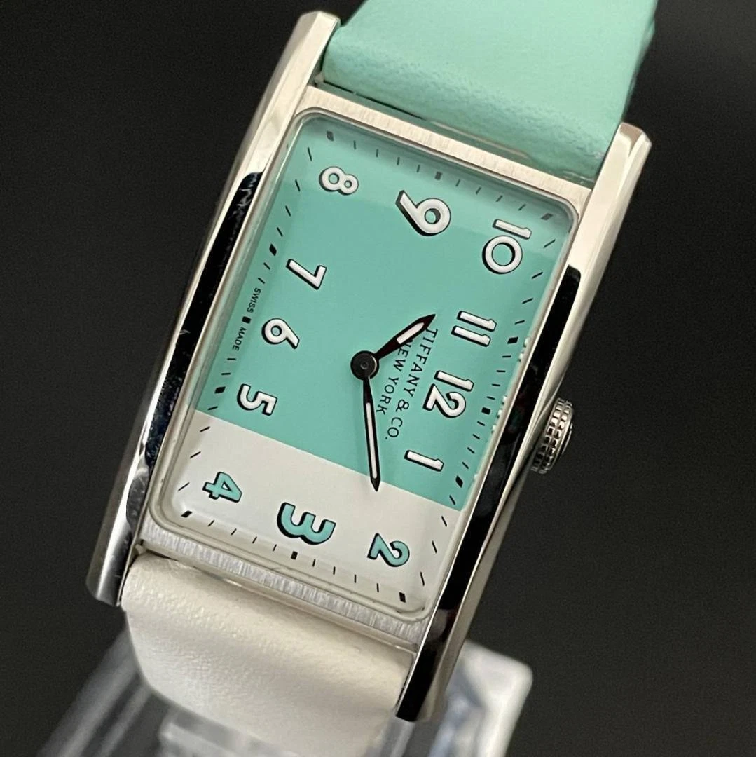 Tiffany Co Watch New York East West Swiss Made Women Tiffany Blue Dial Leather