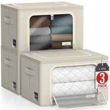 Sorbus 3 Pack Storage Bins - Stackable Container Organizer Set with Handles