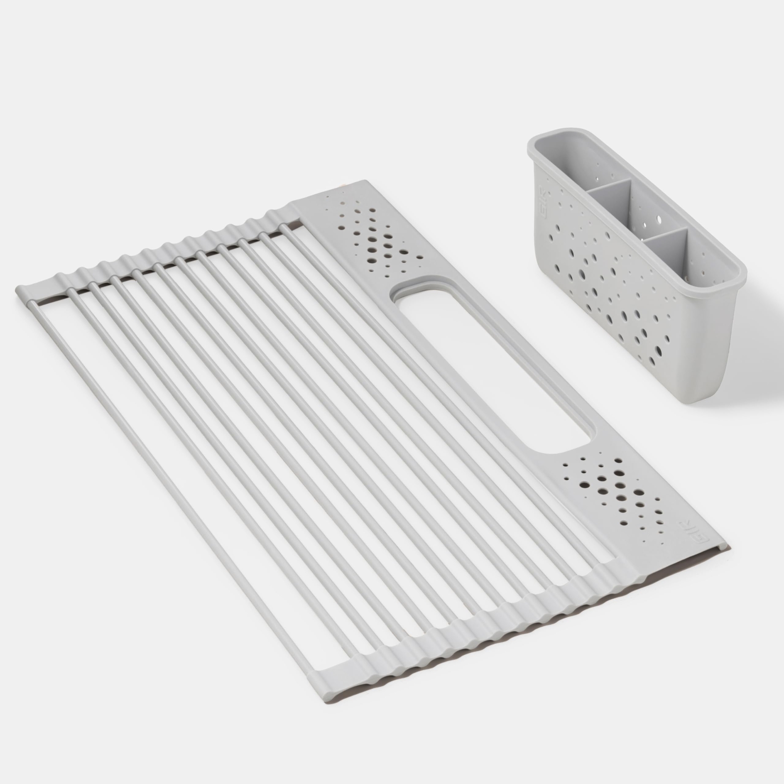 Over-the-Sink Drying Rack - Silicone-Coated Metal Dish Drying Mat with Remova...