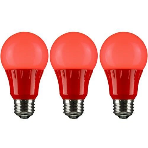 A19 Red LED Bulb - Non-Dimmable Colored Light Bulb, 3W, 100LM w/ E26 - Image 2 of 3