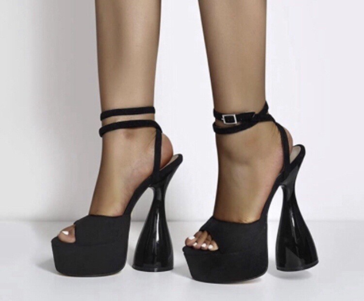 Women's Platform Slingback Chunky Block High Heels US 44 EURO