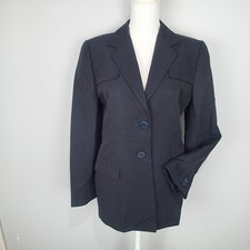 Linda Allard Ellen Tracy navy blue Blazer sz 8 jacket career work cotton bl
