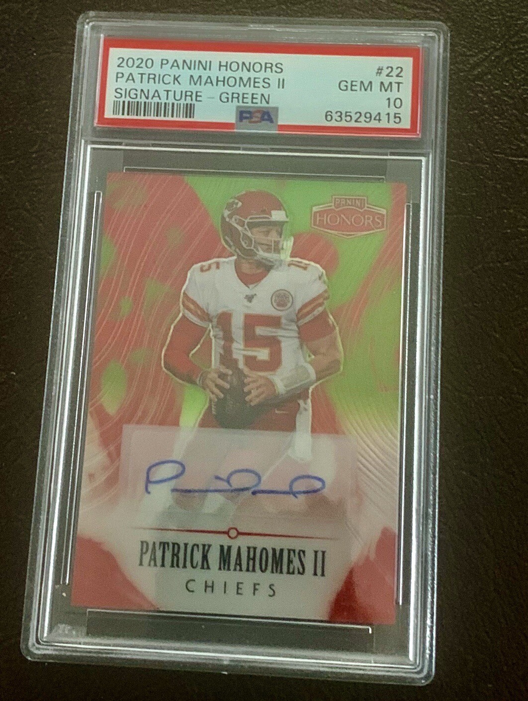 2020 Honors Patrick Mahomes Autograph Green Prizm Auto SSP 5/6 PSA 10 Chiefs