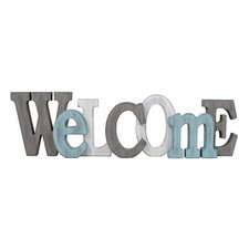 Multicolor Rustic Wood Welcome Sign Freestanding Block Letters Wall Mounted