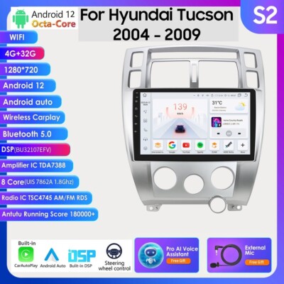 10.1'' Android 12 Auto Carplay Radio Stereo GPS 4+32G For Hyundai Tucson 2004-09