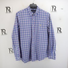 Men's Polo Ralph Lauren Button Down Dress Shirt Size XL Blue Plaids Yellow Pony