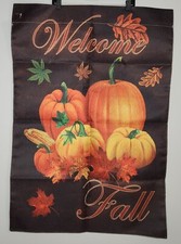 Canvas Welcome Fall Autumn Pumkin Garden Flag Banner 27" 39"