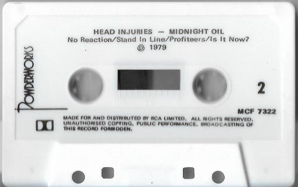 Midnight Oil - Head Injuries (Cass, Album) (Very Good Plus (VG+)) - Image 4 of 4