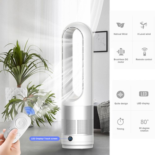 Bladeless Tower Fan Remote Control Portable Air Conditioner 8 Speed