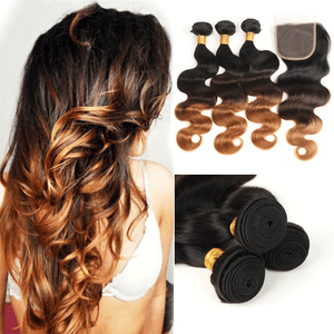 3 Pcs Ombre 3 Colors Body Wave Human Hair Hairpieces Hair