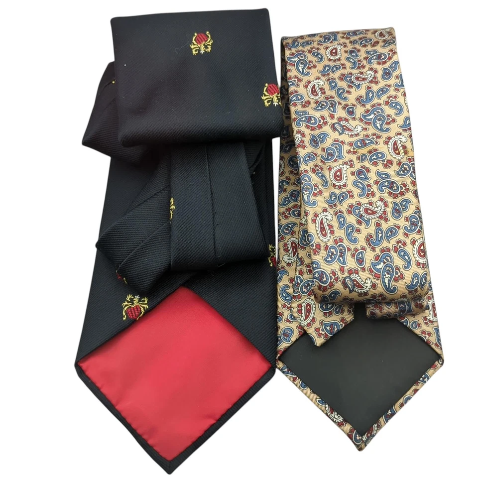 Lote de 2 corbatas vintage de cachemira con crestas y lágrima de Wembley para hombre Foto 3 de 4