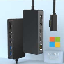 Microsoft Surface Pro Docking Station Triple Display Dual HDMI VGA,12 in 1 Surfa