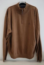 Navtech x Nautica SR3704 Men's Sz 2XL Coconut Shell Brown 1/4-Zip Sweater $70
