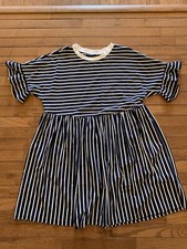 Shein Ruffle Sleeve Navy/White Striped Dress Size 1XL
