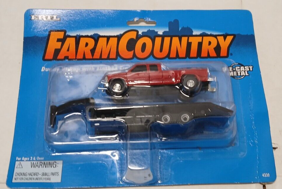 Ertl Farm Country Chevy Dually Pickup w/ Flatbed Trailer Diecast 1:64 (0130)