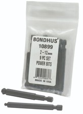 Bondhus 9pc 1/4in Shank Hex Power Bit Set Met...