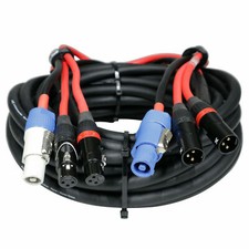 Prox Powercon Blue w/two XLR Male to PowerCon Gray w/2 XLR Female cable 50 ft