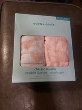 Aden Anais 'Piece Of My Heart' 2 Pack 100 Cotton Muslin Swaddle Blankets, NWT