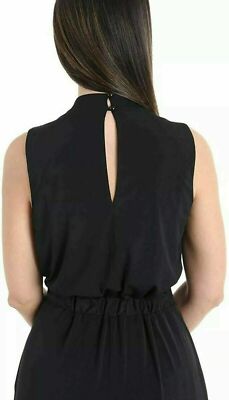 Sandra Darren Sleeveless Capri Length Jumpsuit Solid Black Women's