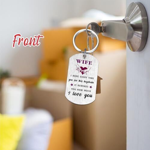 Mother's Day Gifts for Wife Women- Romantic Wife Birthday Anniversary Keychain - Picture 4 of 7