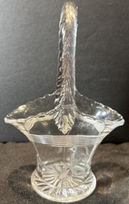 Antique Duncan  Miller Cut Glass Bridal Basket with Detailed Etched Flowers