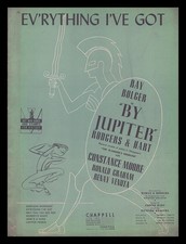 BY JUPITER Rodgers/Hart 1942 Ev'rything I've Got RAY BOLGER Show Sheet Music