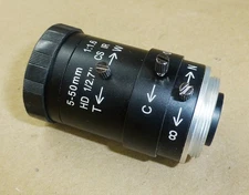Manual zoom 5-50mm 1/2.7 " C-Mount  manual aperture lens HD 1:1.6 CS IR