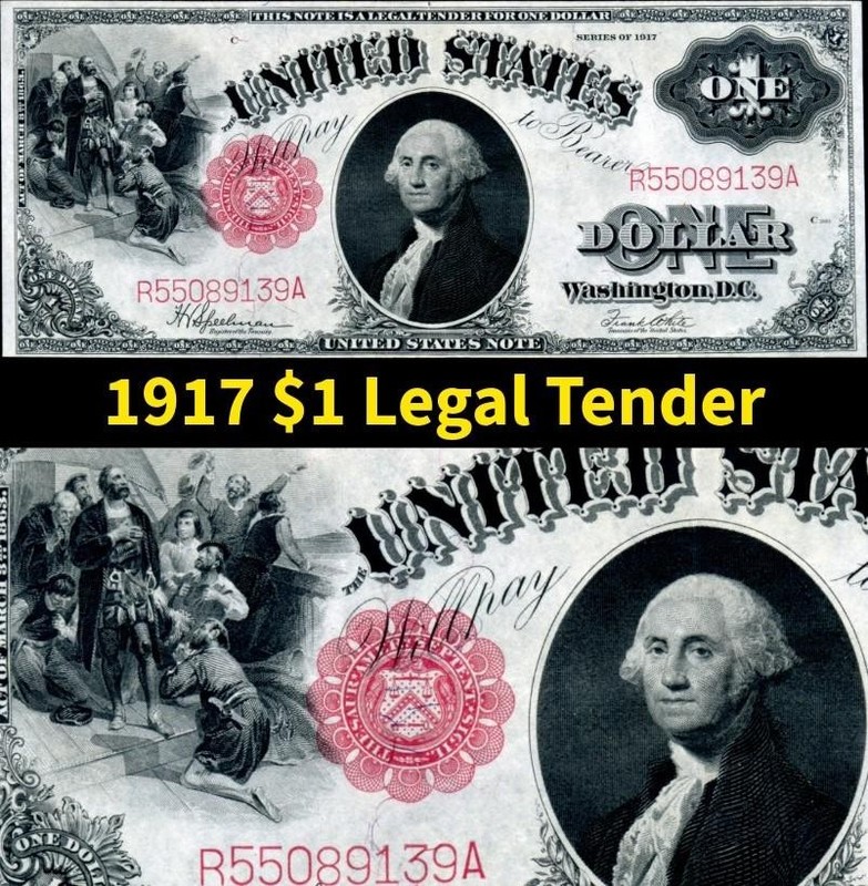 HGR SUNDAY 1917 $1 Legal Tender ((GORGEOUS)) Appears Near UNCIRCULATED