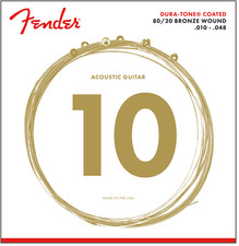 Fender Dura-Tone® Coated 80/20 Bronze Acoustic Guitar Strings; gauges 10-48