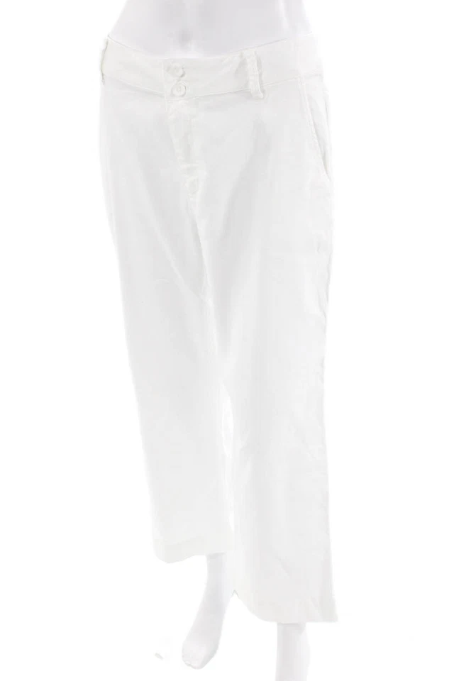 Pantalones de mujer Bella Dahl con cremallera tiro alto sarga pierna recta blancos talla 26 Foto 2 de 4