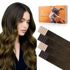DOORES Invisi Edge Tape in Human Hair Extensions, Natural Black to Dark Brown an